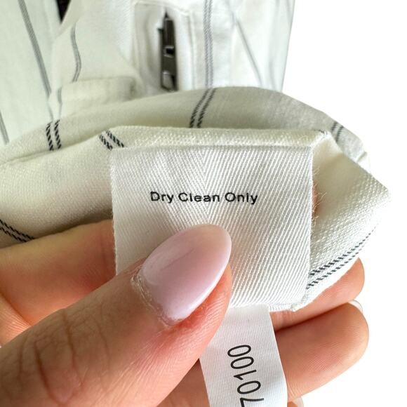 Gianni Bini Monte White Pin Stripe Asymmetrical Zip Relaxed Fit Moto Jacket - Picture 16 of 16